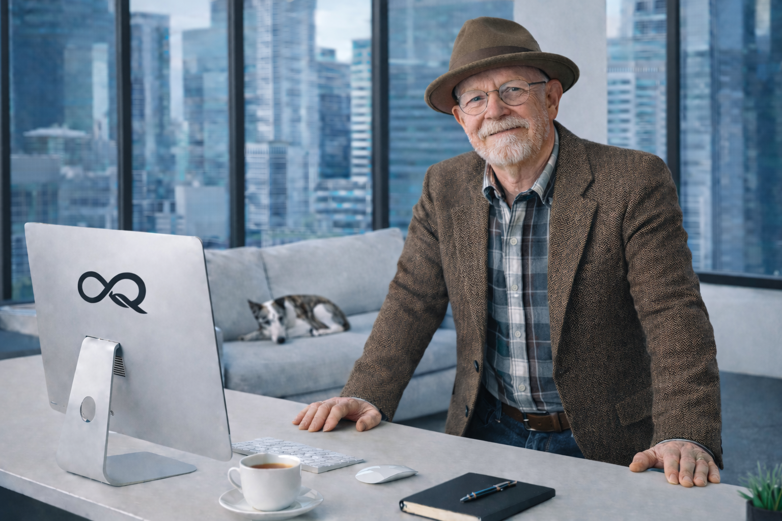 Pete im Büro_mit Nash_5